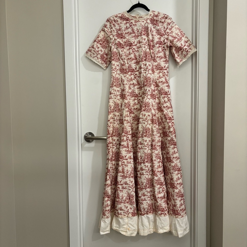 Vintage red toile maxi dress